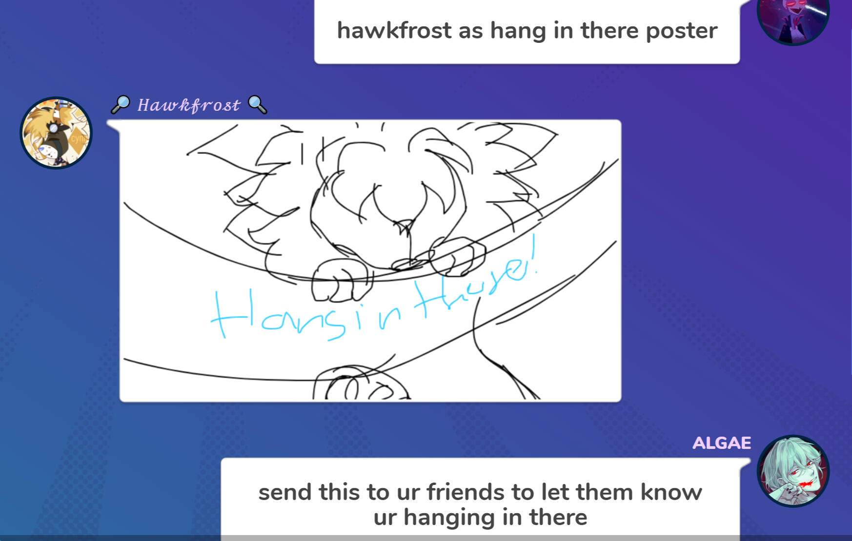 &#39;hawkfrost as hang in there poster&#39;
